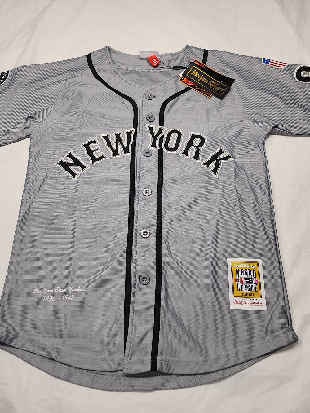 NEGRO LEAGUE COLLECTION Men's NEW YORK BLACK YANKEES JERSEY GRAY #99 SIZE SMALL